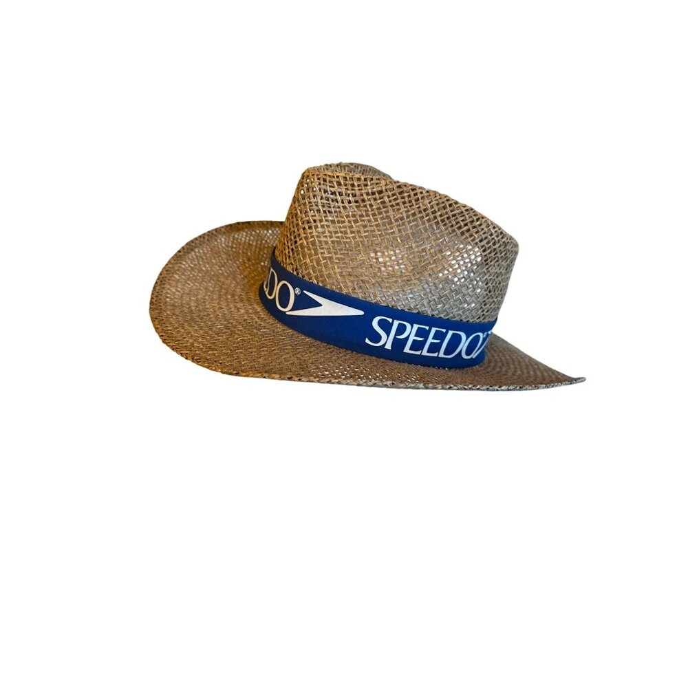 Speedo Straw Panama Sun Hat With Logo Band Resort Summer Tropical